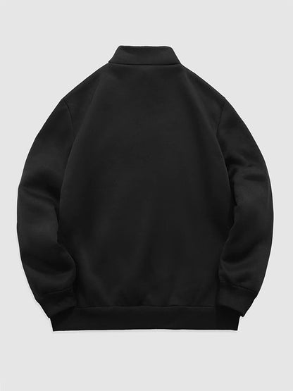 Erkek "OSAKLAND" harfli çeyrek fermuarlı dik yaka sweatshirt